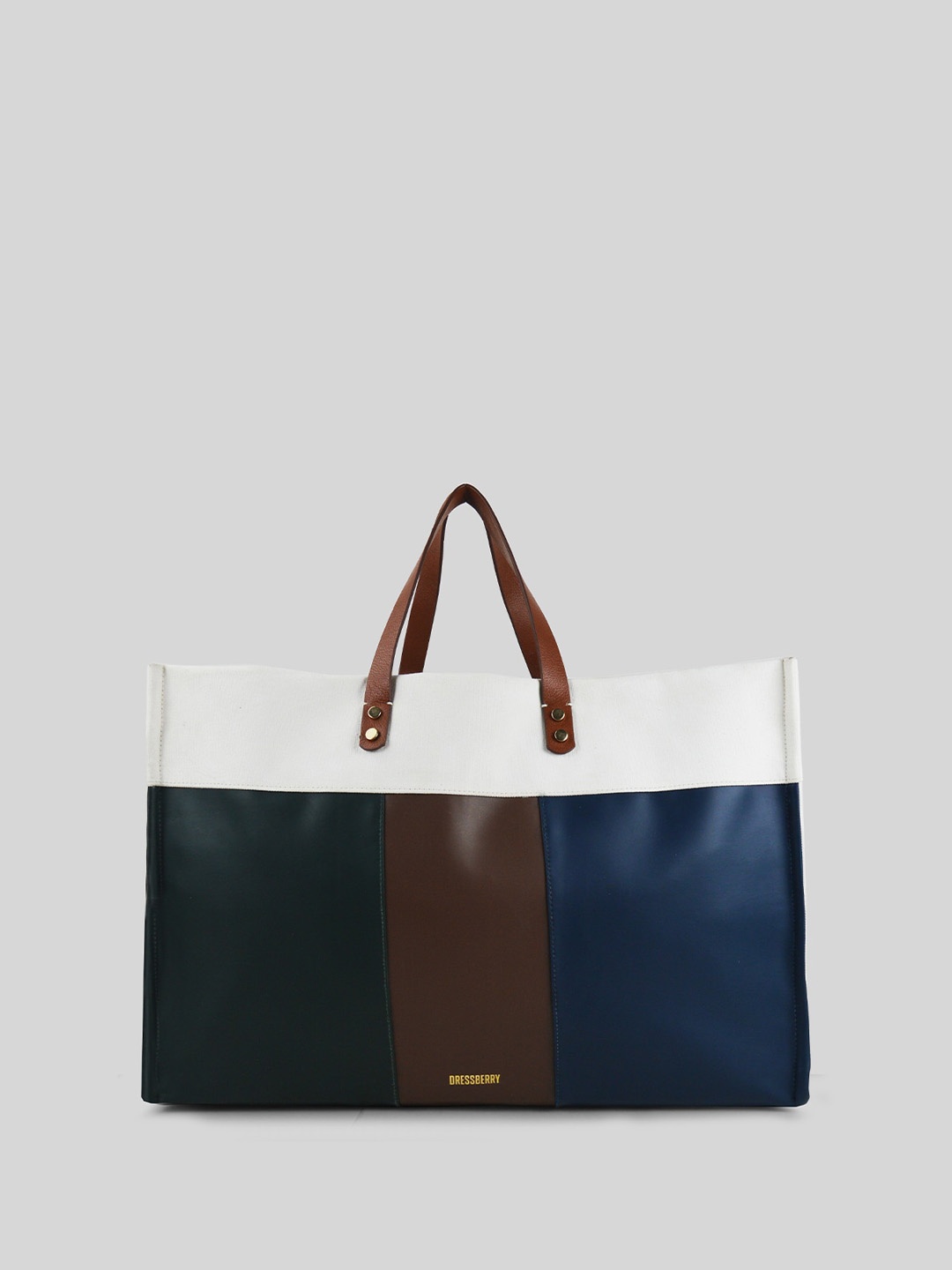 

DressBerry Colourblocked PU Oversized Shopper Tote Bag with Tasselled, Multi