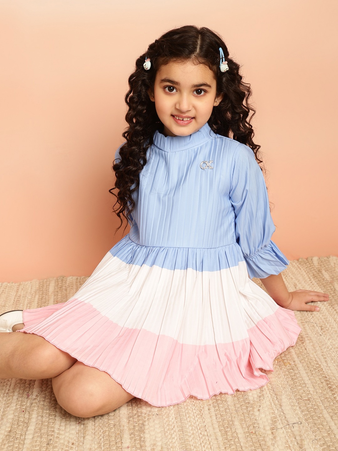 

BAESD Striped Accordion Pleats Top, Blue