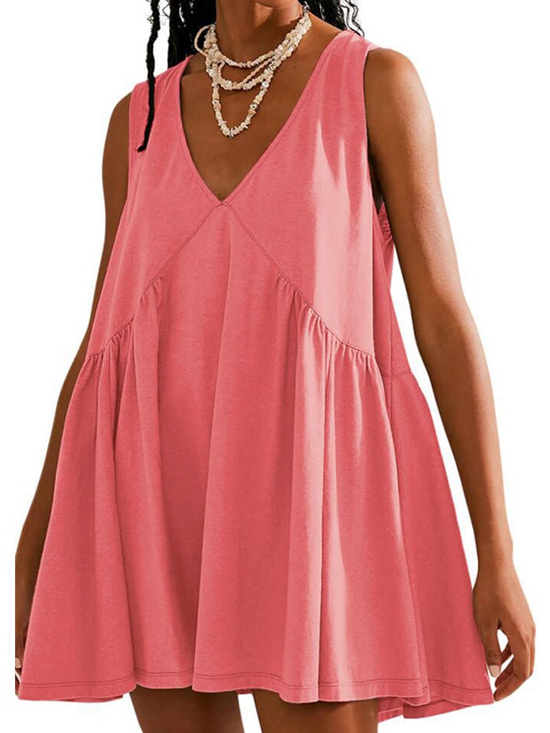 

StyleCast x Revolte Women V-Neck A-Line Mini Dress, Pink