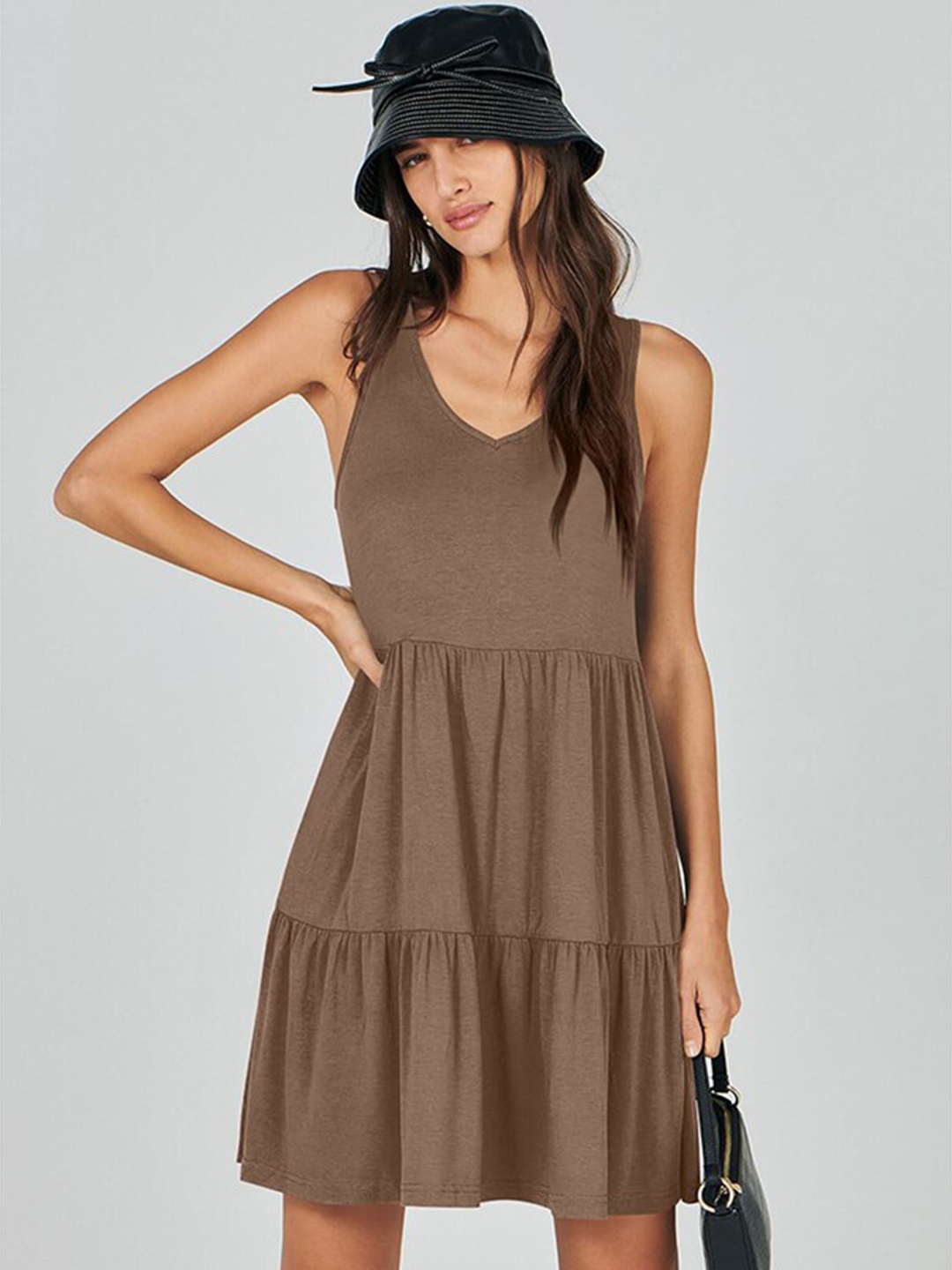 

StyleCast x Revolte Women Layered Fit & Flare Dress, Khaki