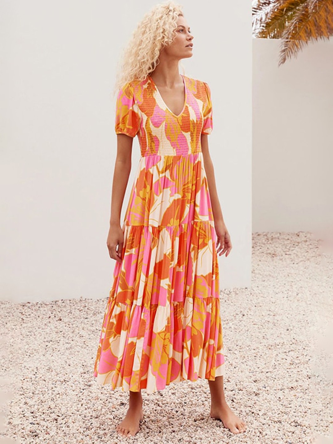 

StyleCast x Revolte Floral Print Layered Maxi Dress, Yellow
