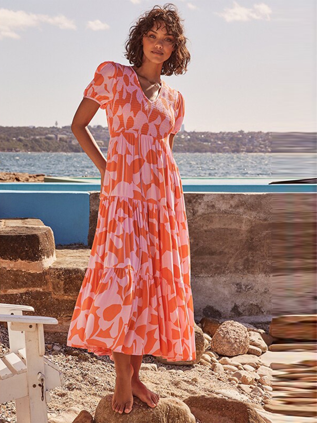 

StyleCast x Revolte Print Layered Maxi Dress, Orange