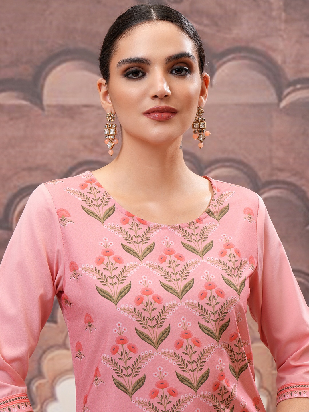

KETCH Women Ethnic Motifs Printed Sequinned Kurta, Pink