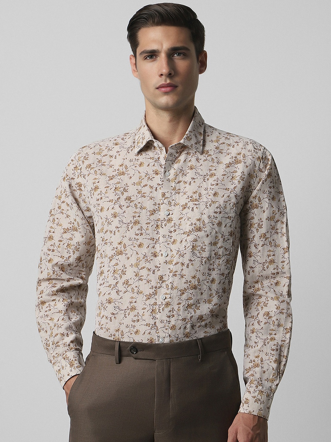 Van Heusen Men Floral Opaque Printed Formal Shirt, Grey