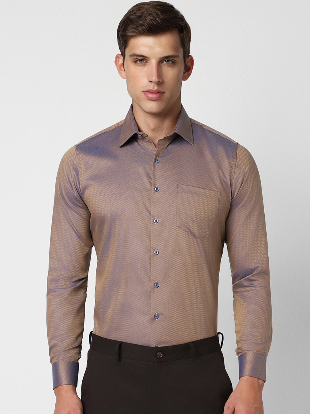 

Van Heusen Men Slim Fit Opaque Party Shirt, Brown