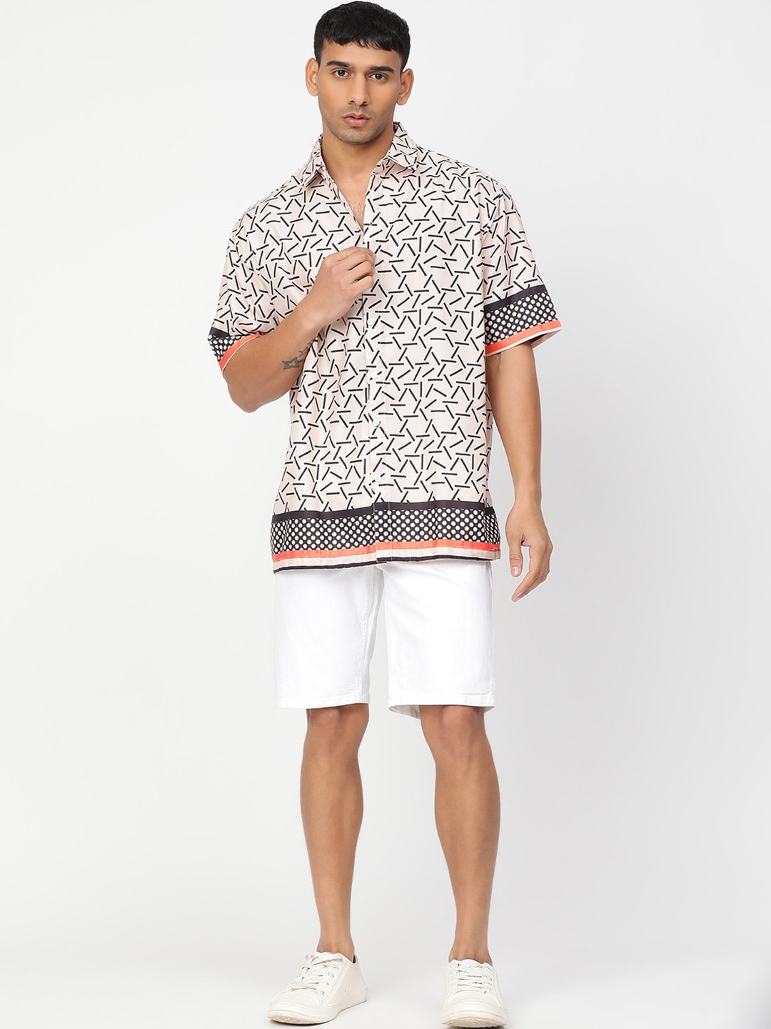 

HEMSTERS Men Comfort Opaque Printed Casual Shirt, Brown