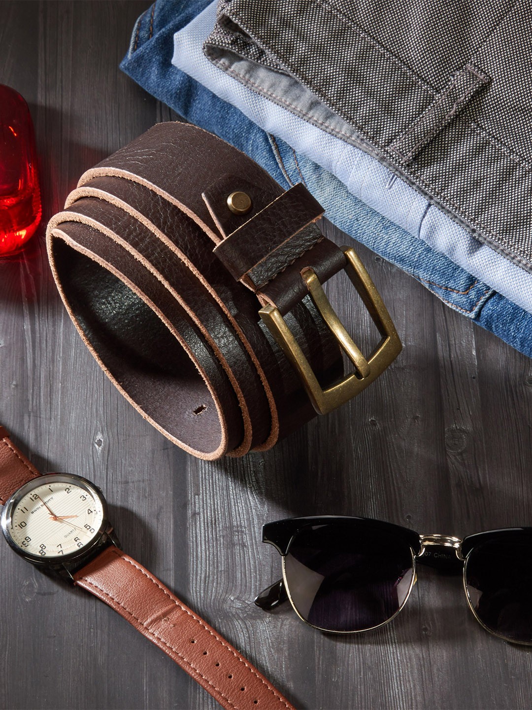

KEZRO Men Leather Belt, Brown