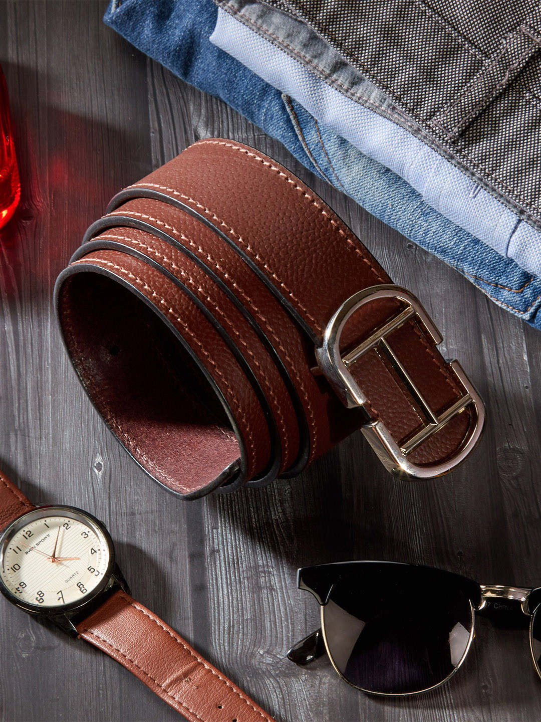 

KEZRO Men Leather Belt, Brown