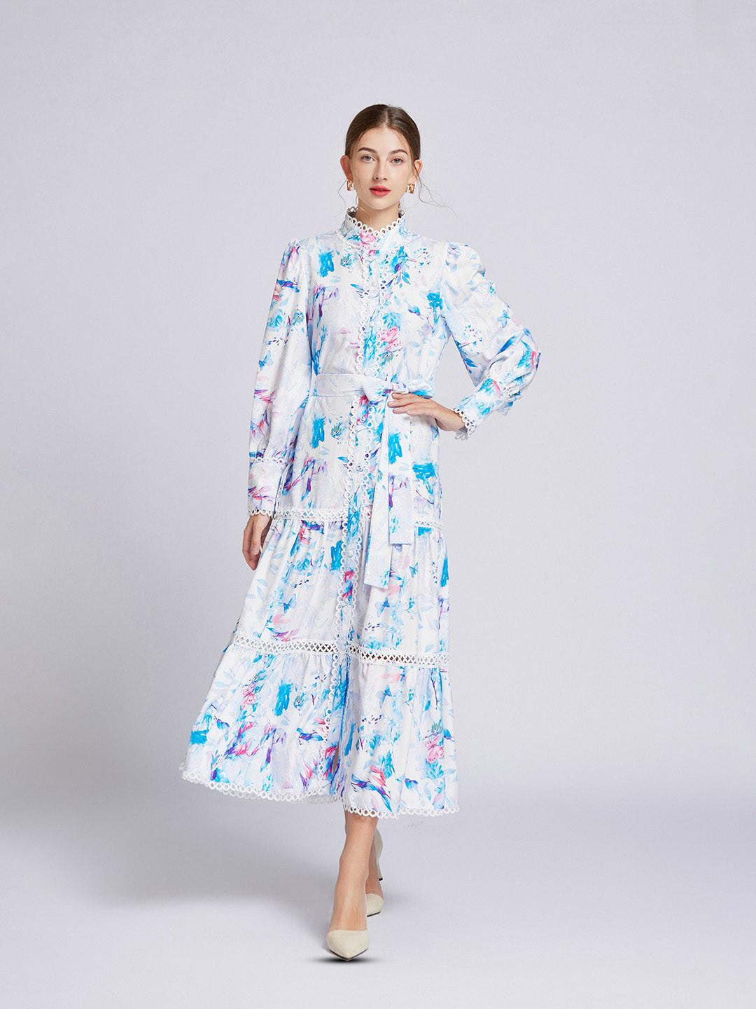 

JC Collection Printed Fit & Flare Midi Dress, White