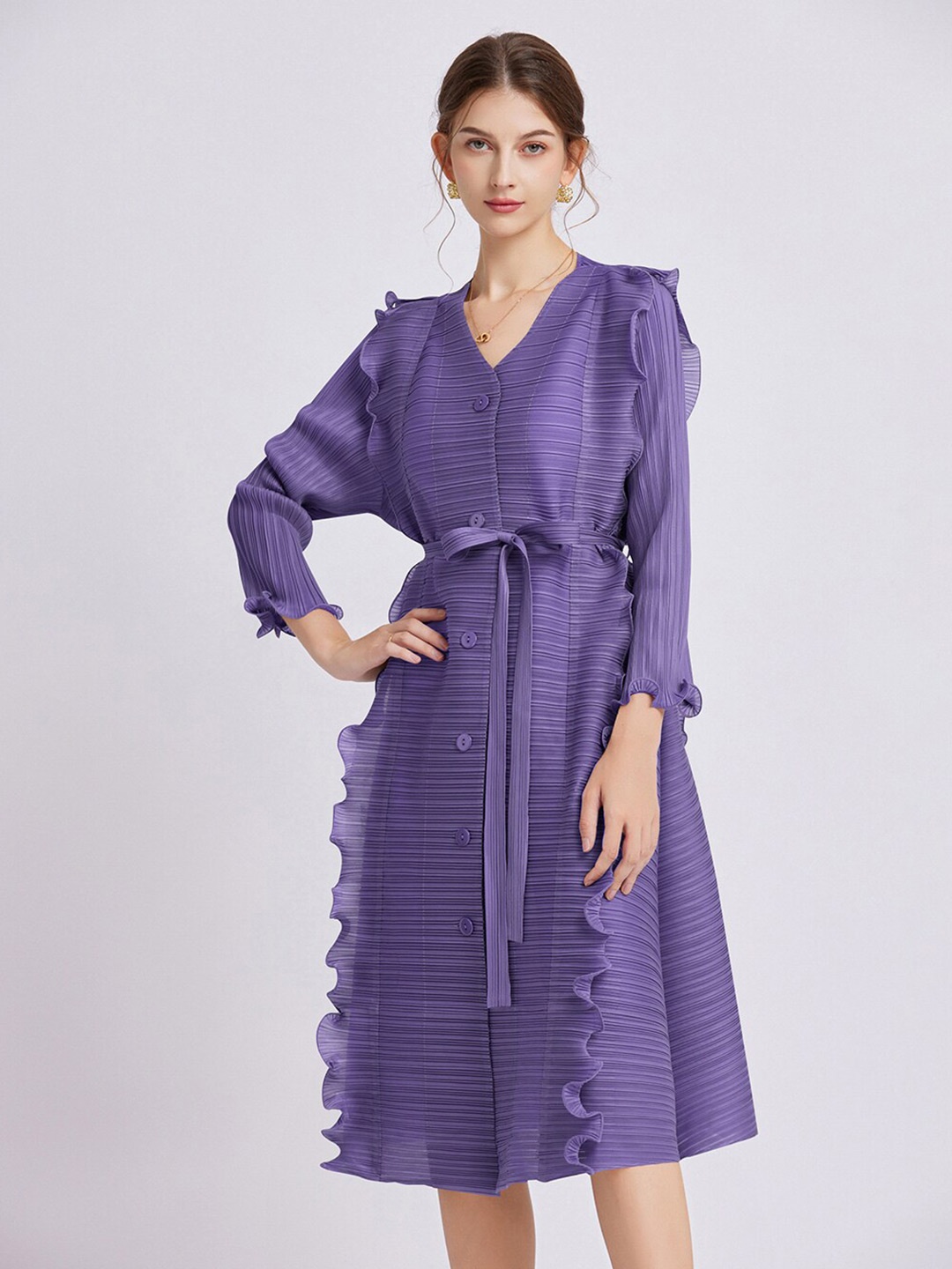 

JC Collection Striped Midi Dress, Purple