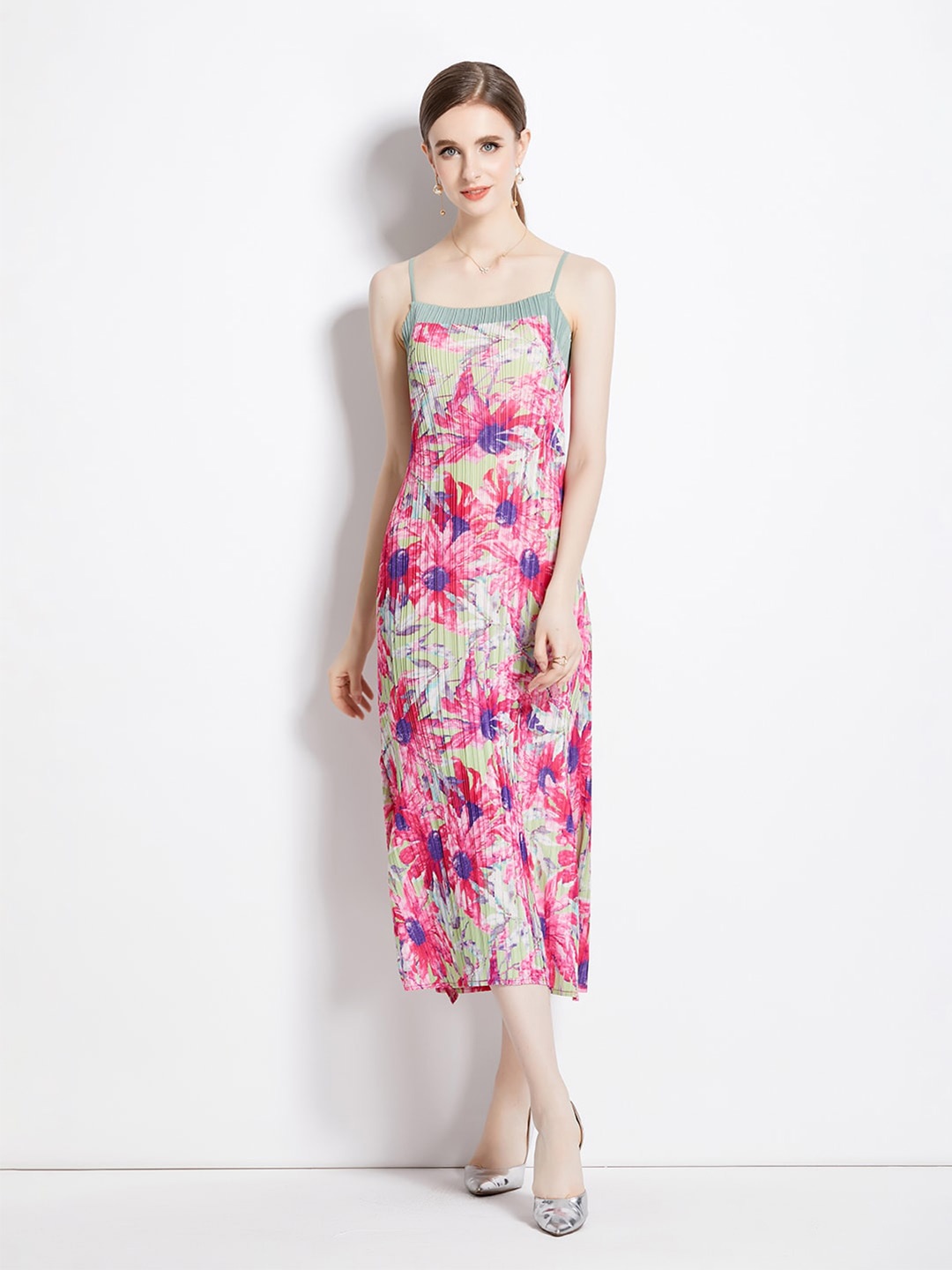 

JC Collection Floral Print A-Line Midi Dress, Multi