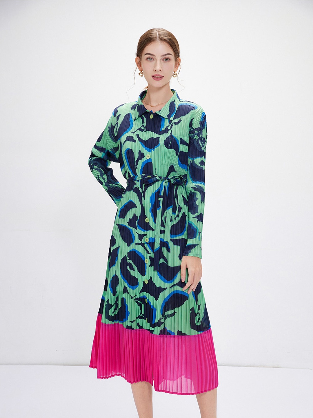 

JC Collection Printed A-Line Midi Dress, Green