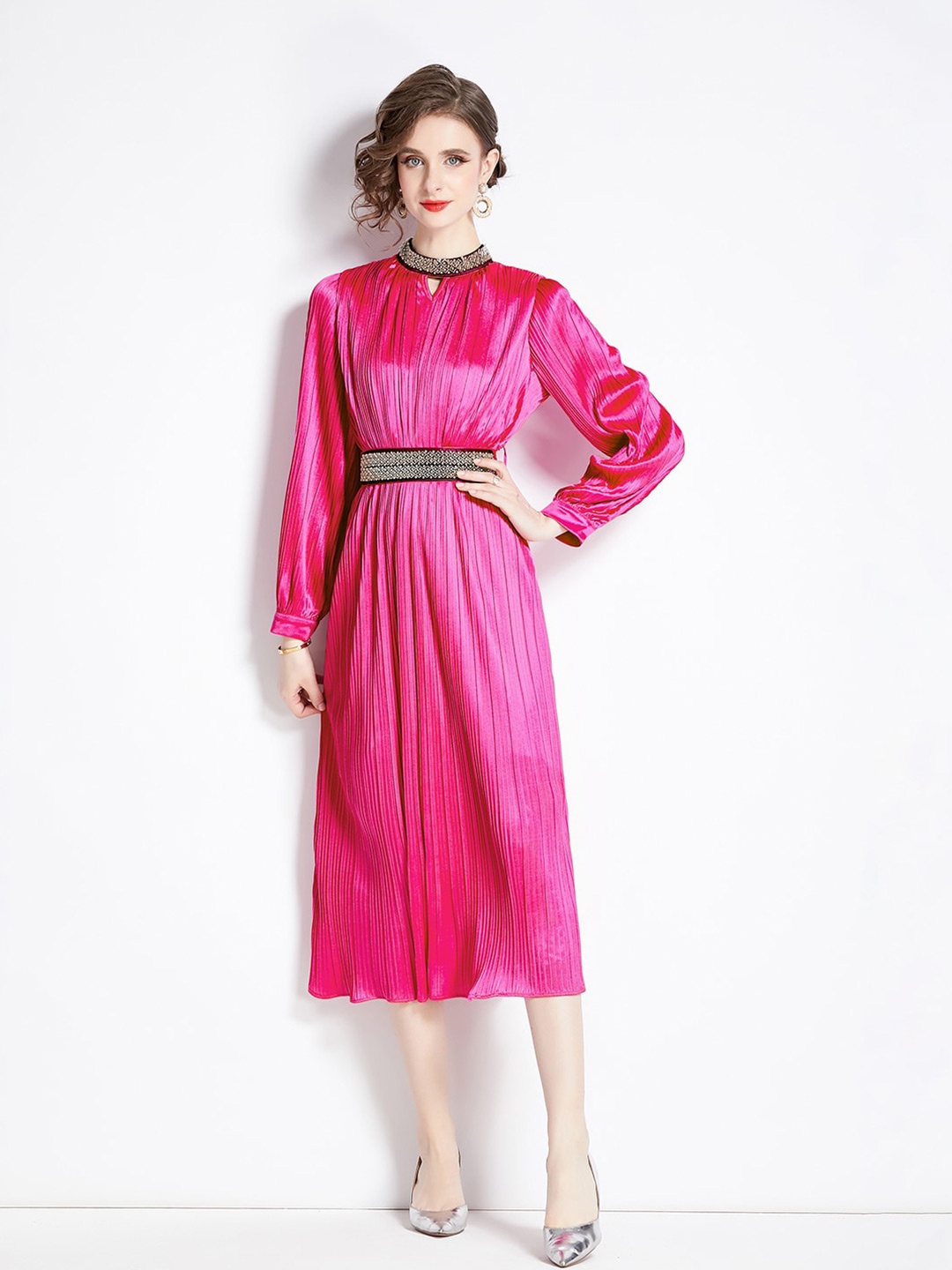 

JC Collection Fit and Flare Midi Dress, Rose