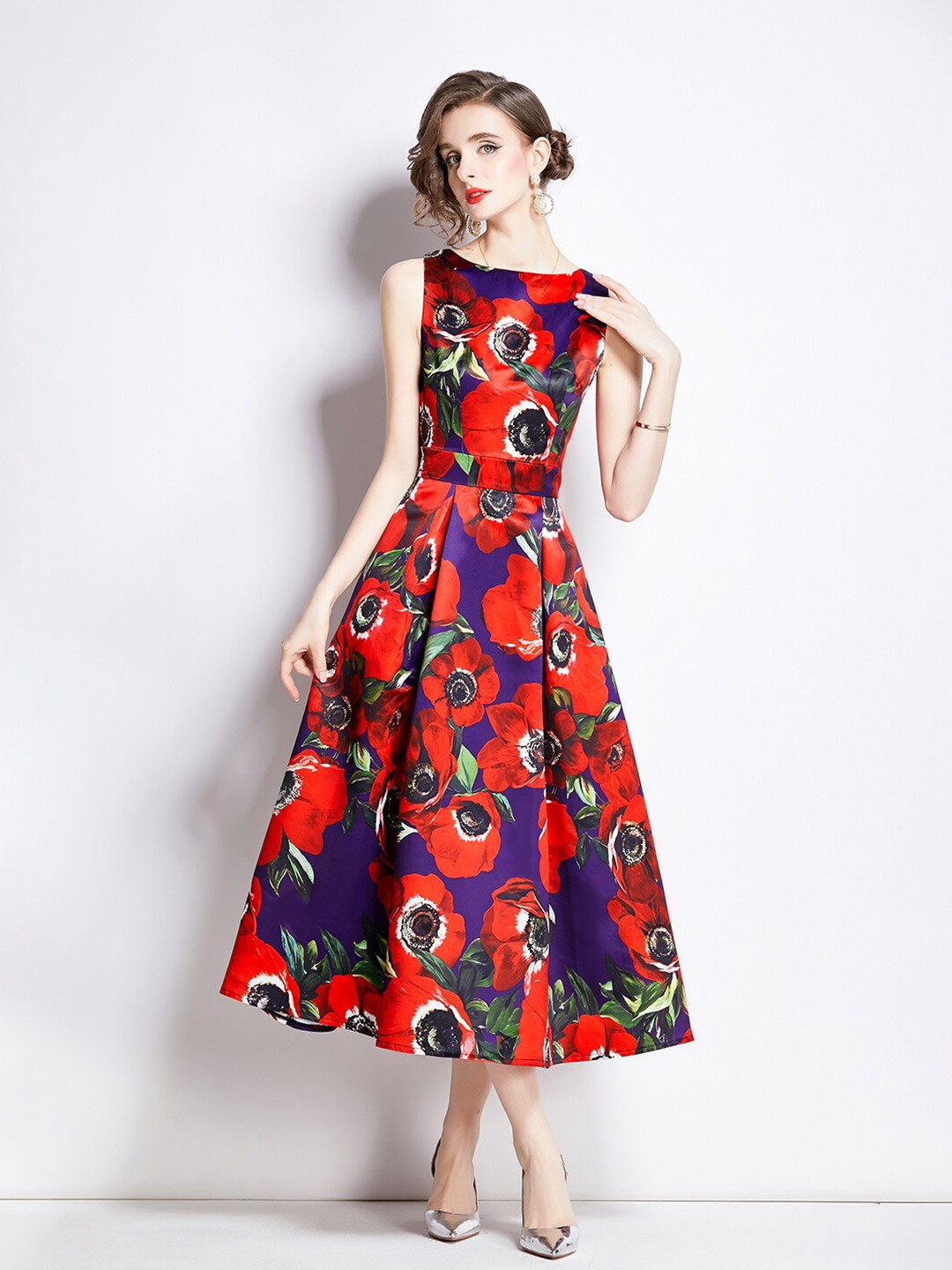 

JC Collection Floral Print Midi Dress, Multi