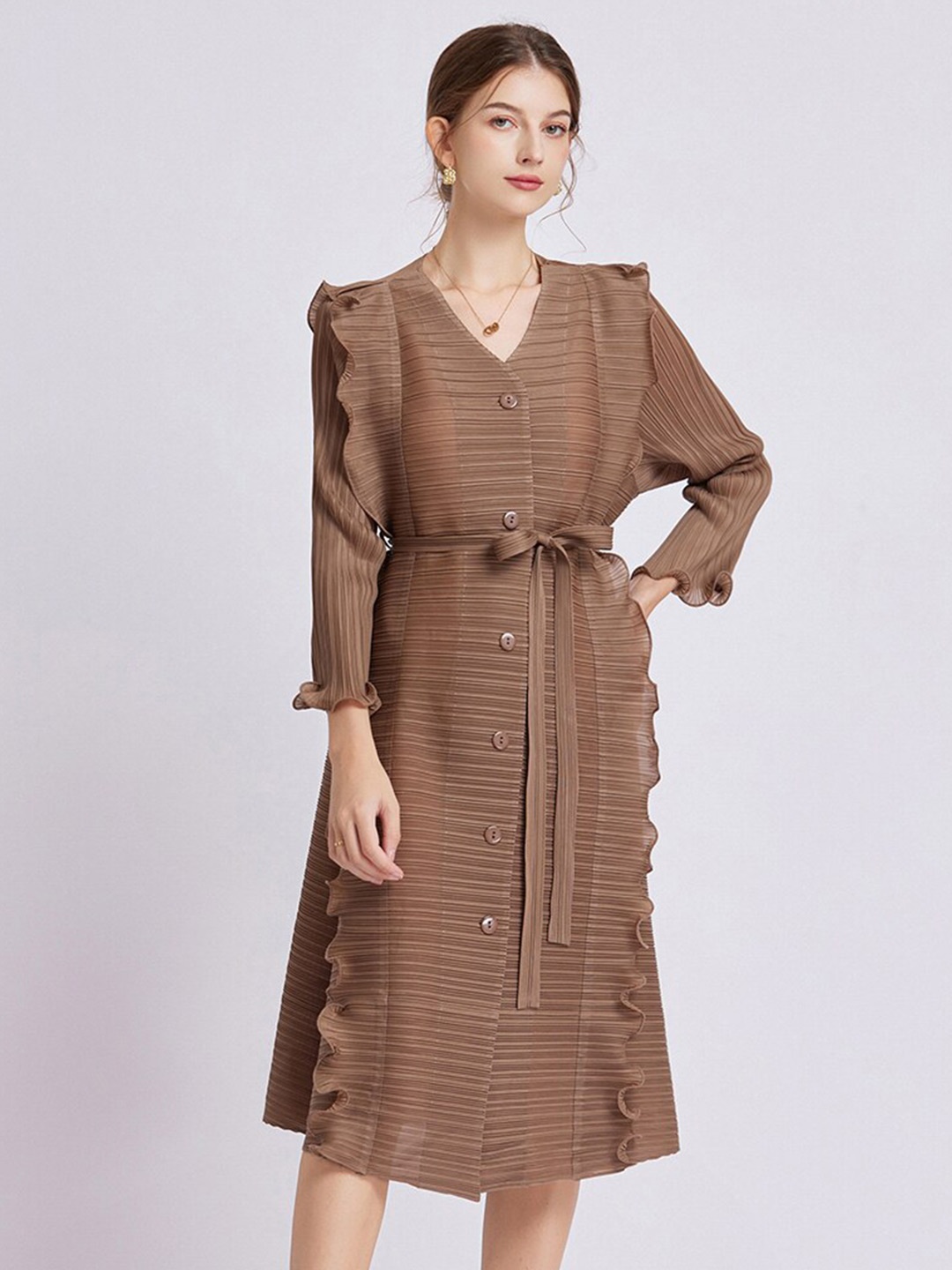 

JC Collection A-Line Midi Dress, Khaki