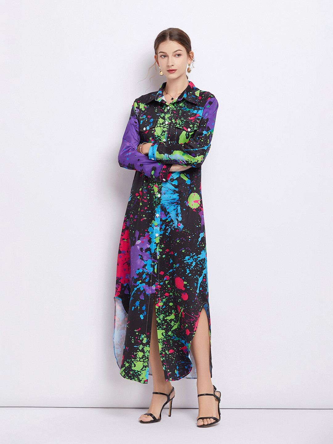 

JC Collection Printed Maxi Dress, Black