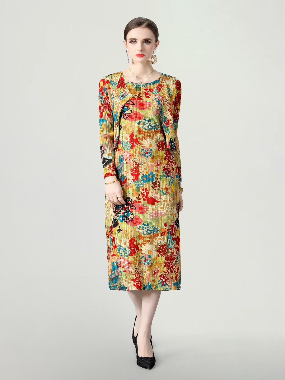 

JC Collection Floral Print A-Line Midi Dress, Multi