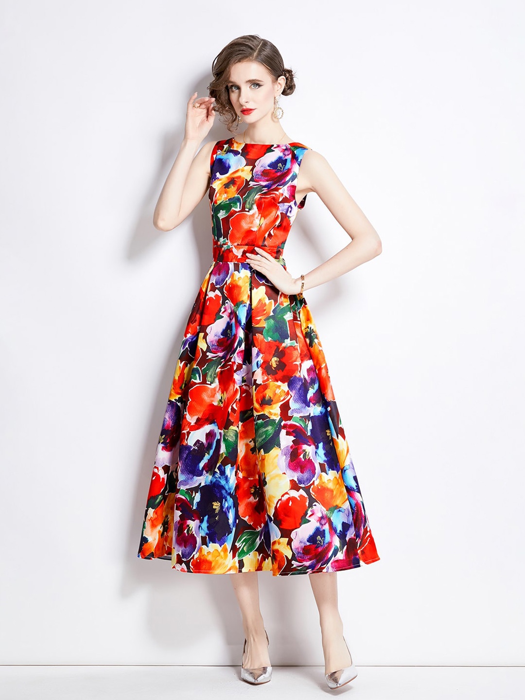 

JC Collection Printed Fit & Flare Midi Dress, Multi