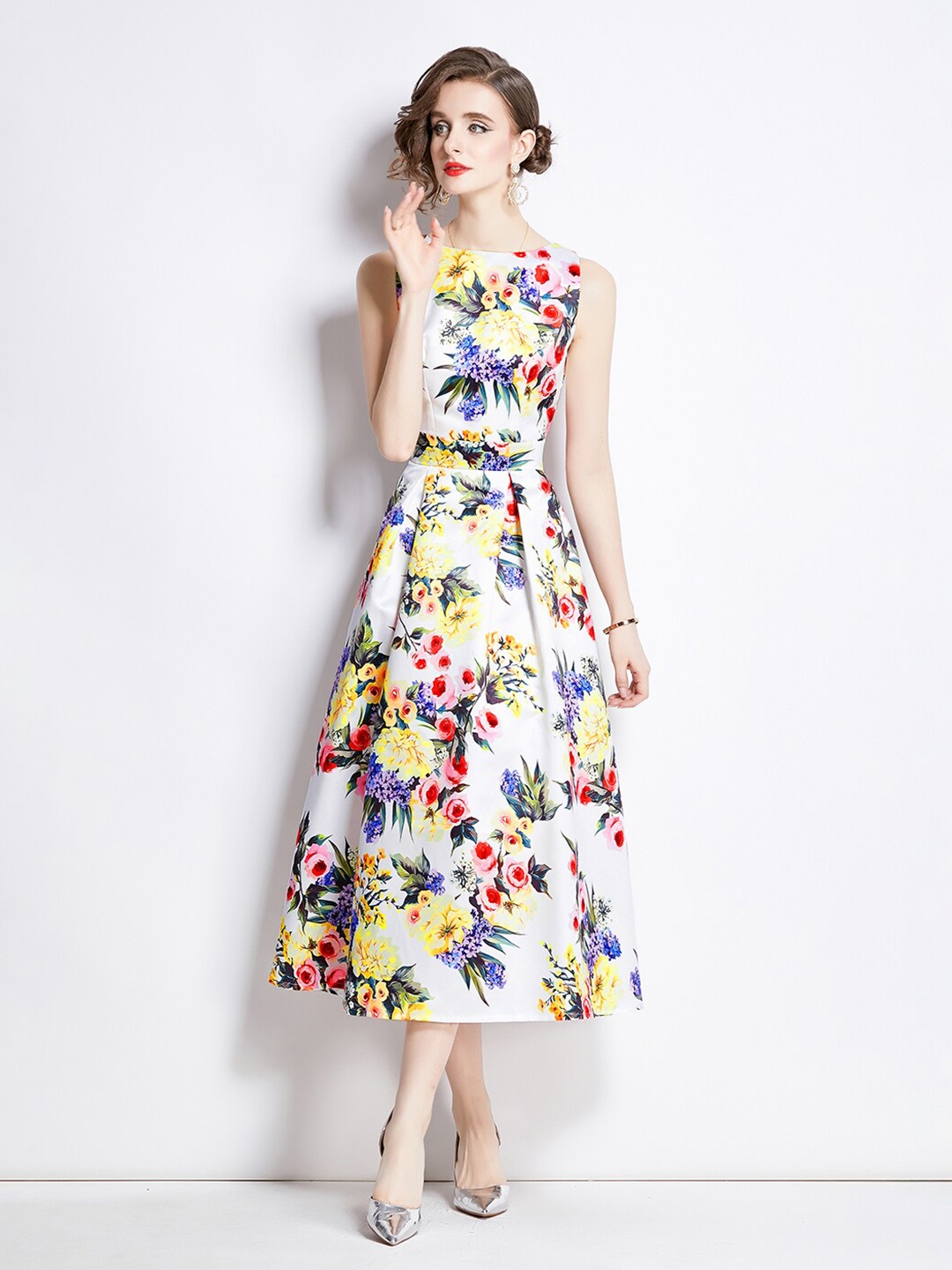 

JC Collection Floral Print Fit & Flare Midi Dress, Multi