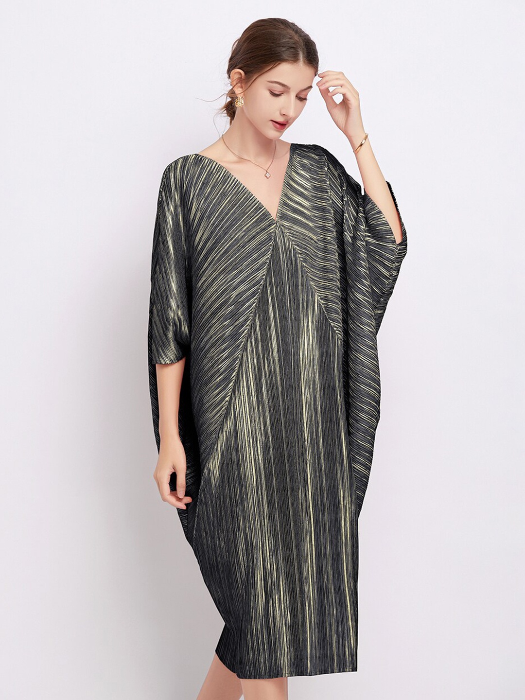 

JC Collection Striped Kaftan Dress, Black