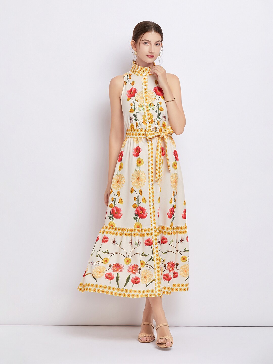 

JC Collection Floral Print Maxi Dress, Yellow