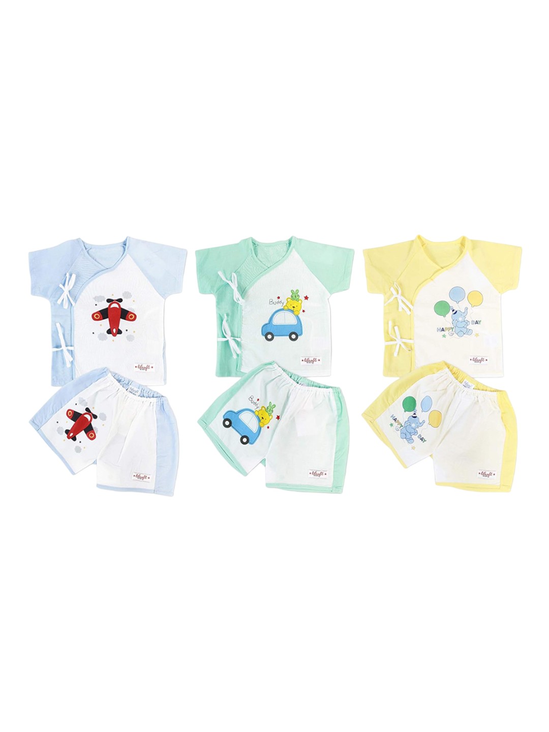 

BAESD Infants Pack Of 3 Printed Pure Cotton Baby Apparel Gift Set, Blue