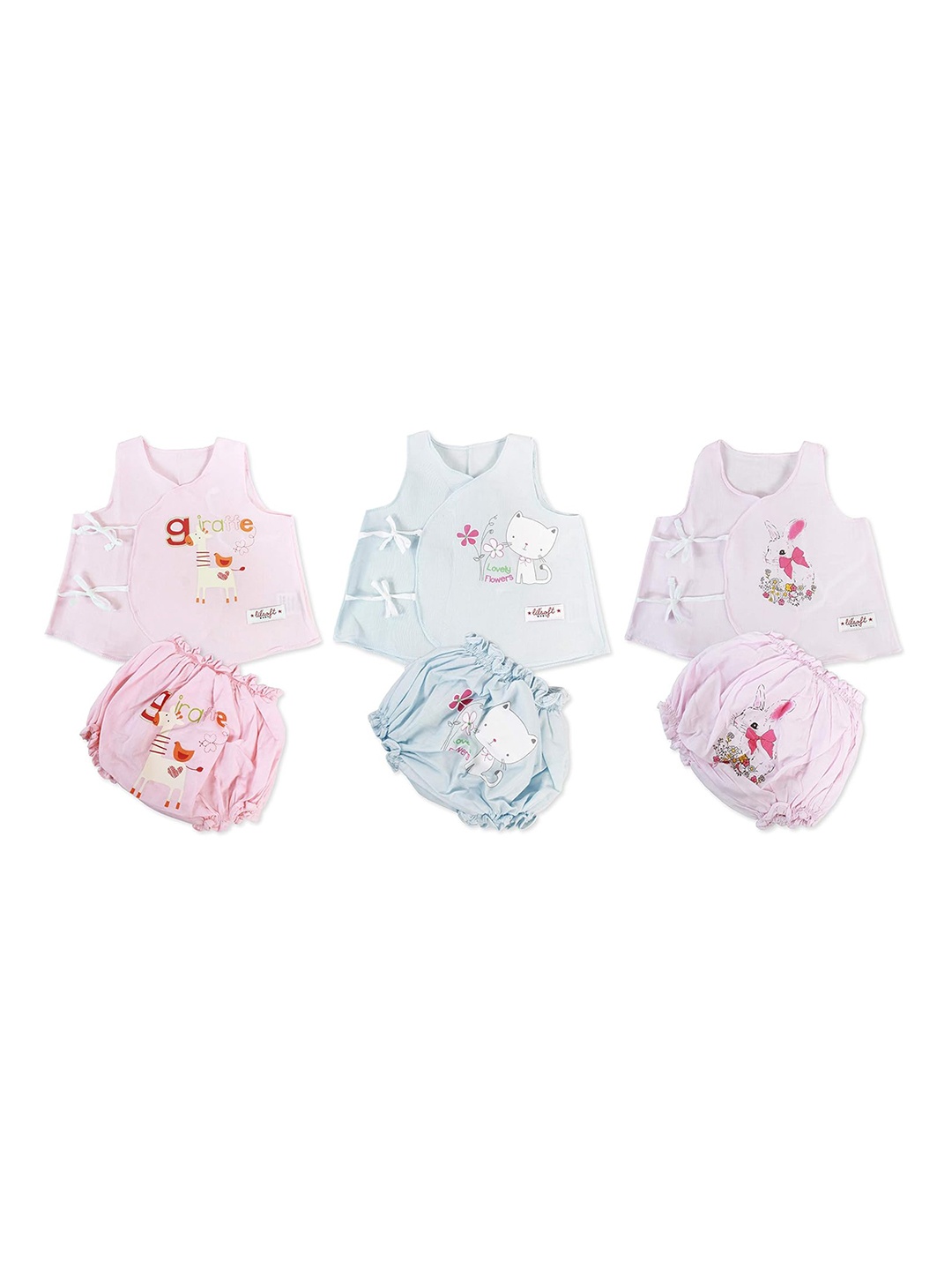 

BAESD Infants Pack Of 3 Printed Pure Cotton Baby Apparel Gift Set, Pink