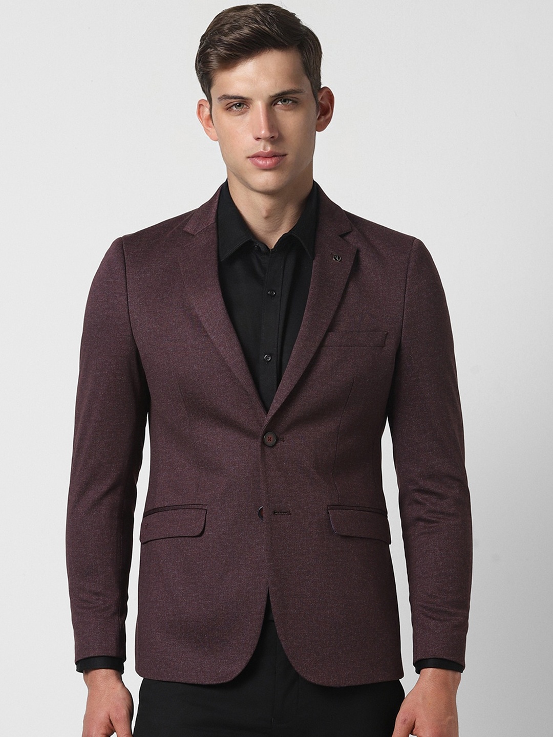 

Van Heusen Self Design Slim-Fit Single-Breasted Blazer, Maroon