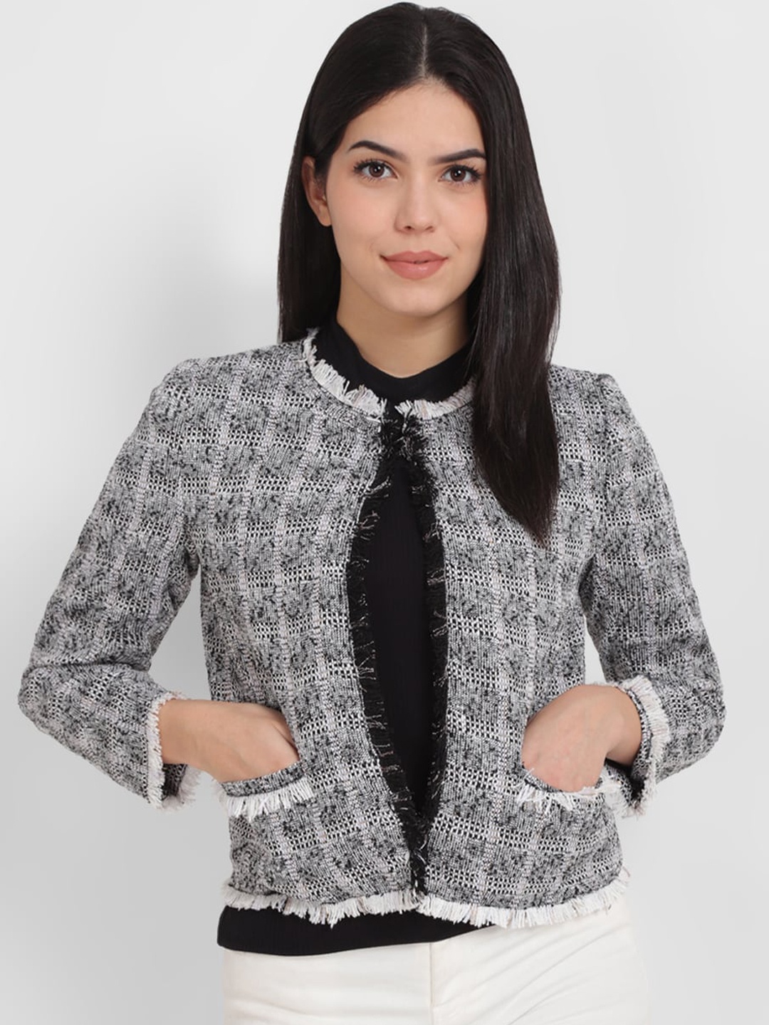 

Allen Solly Woman Women Crop Tailored Jacket, Grey