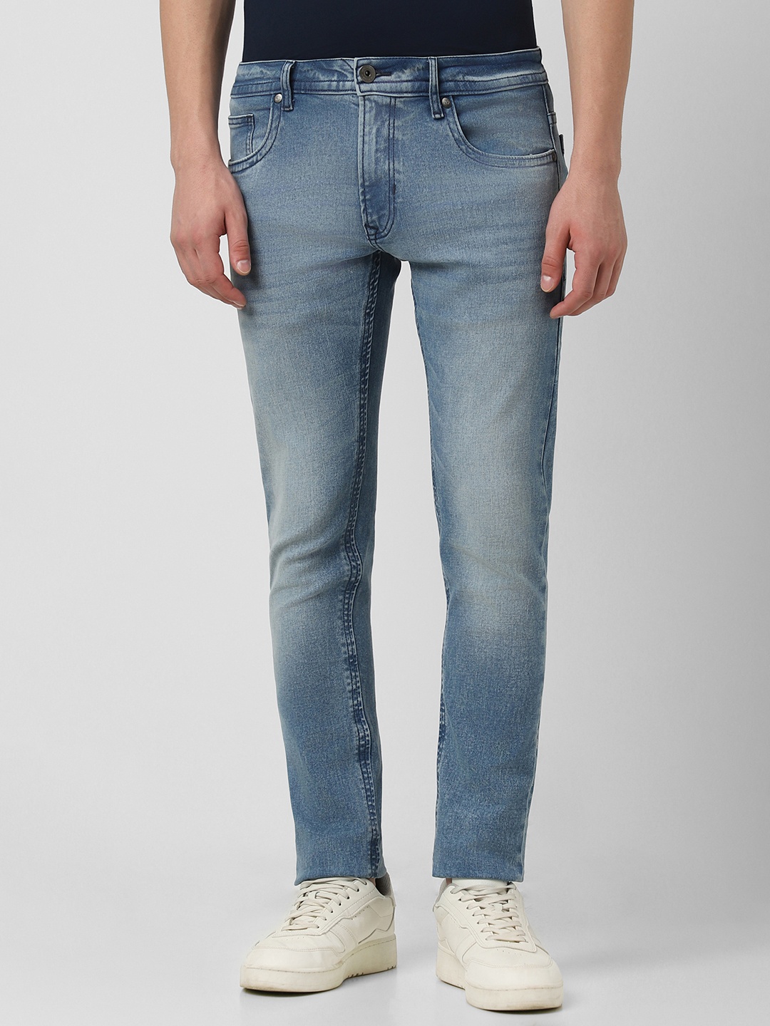 

Peter England Casuals Men Skinny Fit Heavy Fade Jeans, Blue