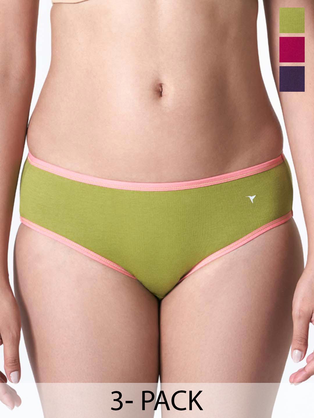 

BLOSSOM Women Solid Hipster With Contrast Borderline_GRACE LINE 3 PACK, Assorted