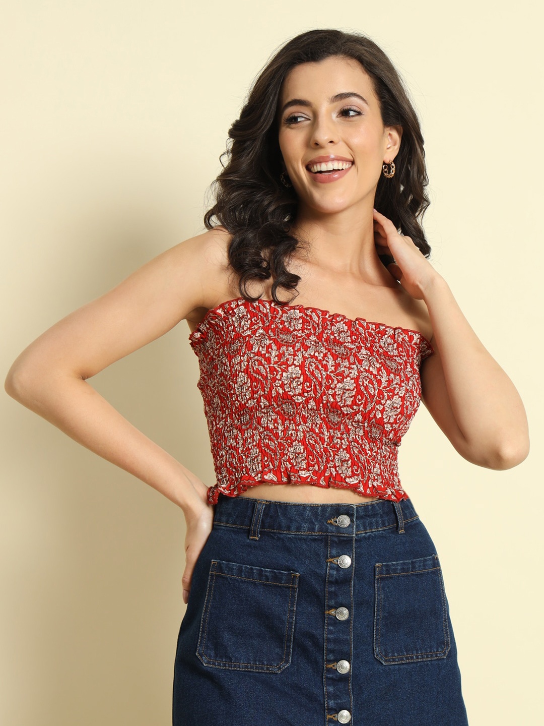 

Trend Arrest Print Crop Top, Red