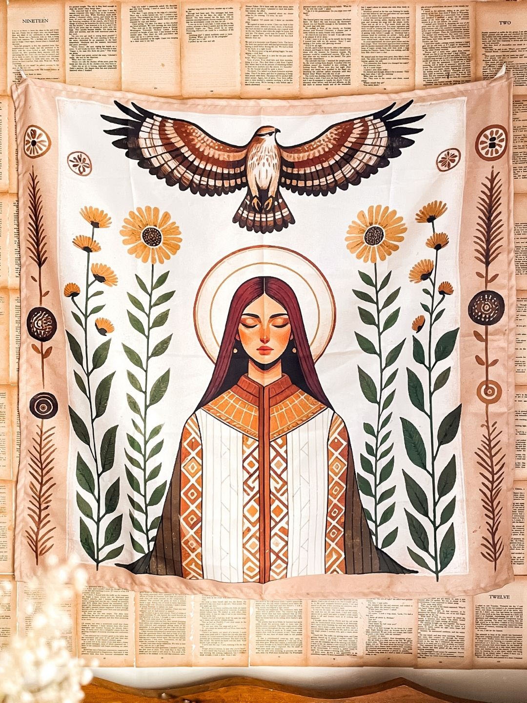 

HYPPY Brown & Green Lady of the Skies Canvas Printed Tapestry