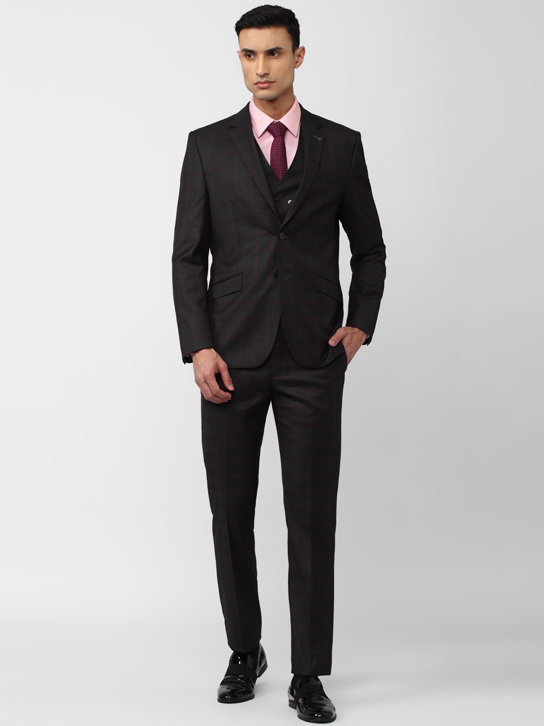 

Van Heusen Checked Slim-Fit 2Piece Formal Suits, Black