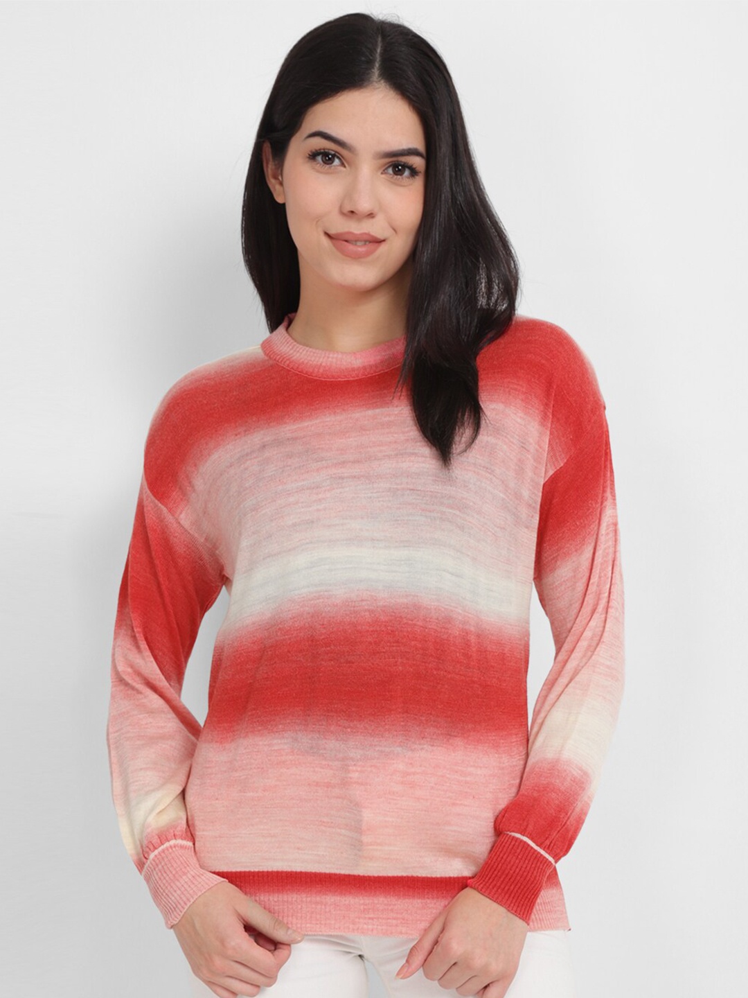

Allen Solly Woman Striped Pure Acrylic Pullover, Red