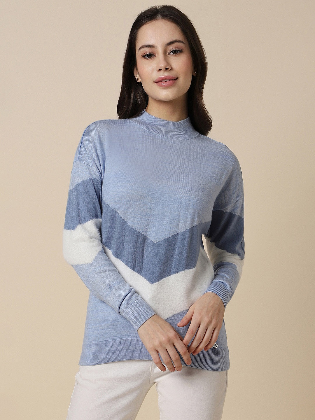 

Allen Solly Woman Women Colourblocked Pullover, Blue