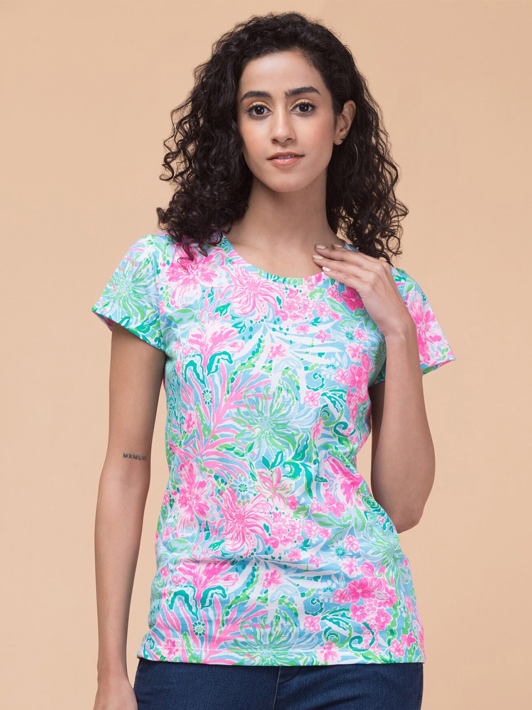 

BAESD Women Floral Printed Pockets T-shirt, Multi