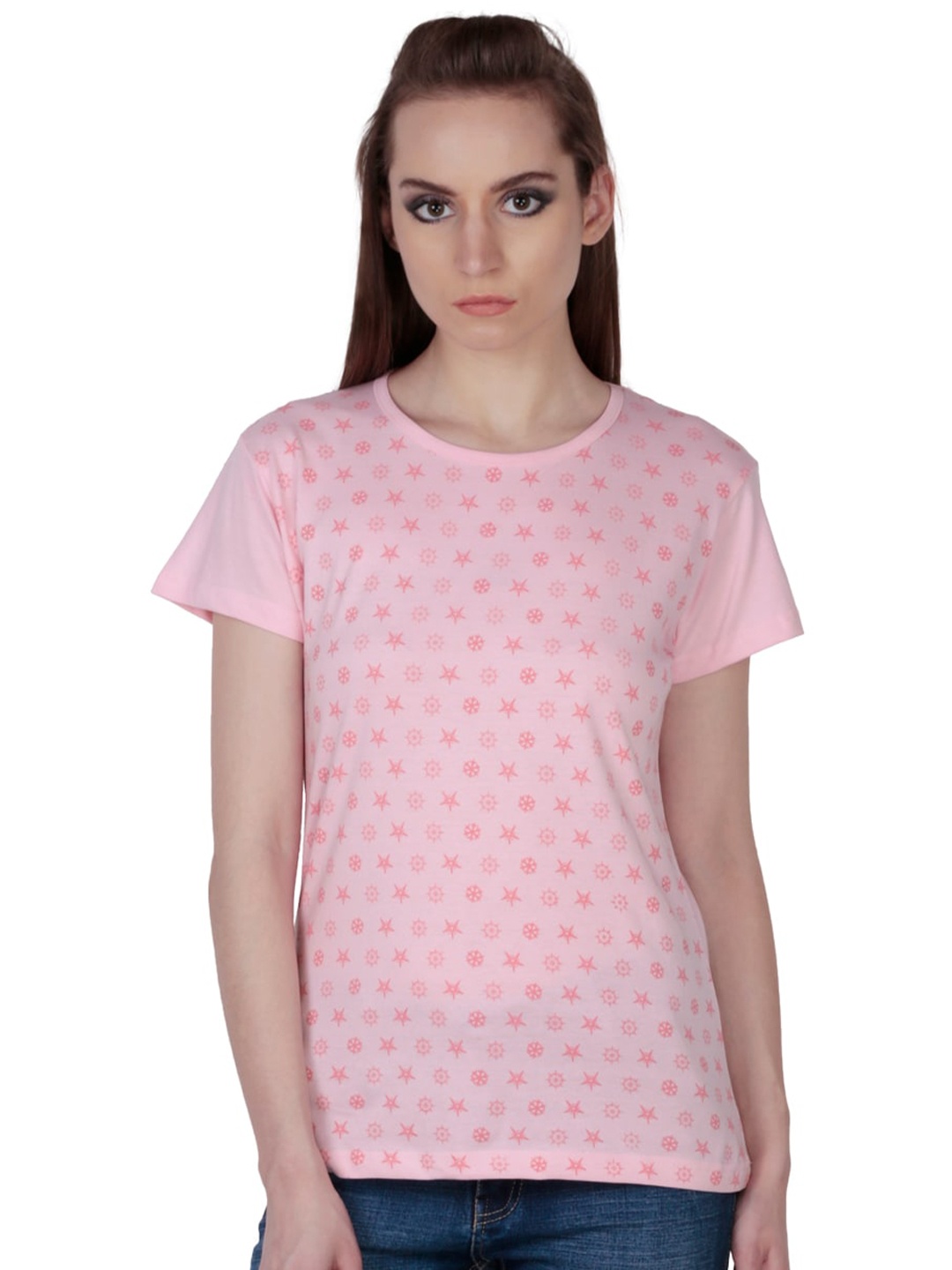 

Fashionable Polka Dot Print Cotton Top, Pink