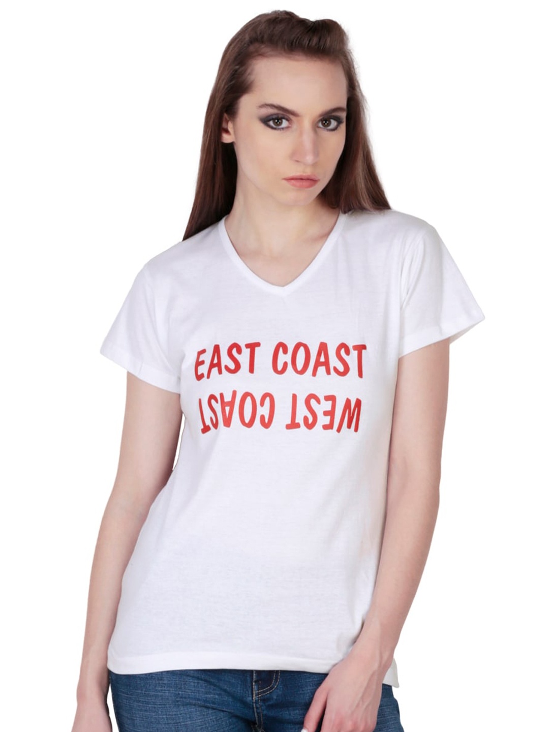 

Fashionable Print Cotton Top, White