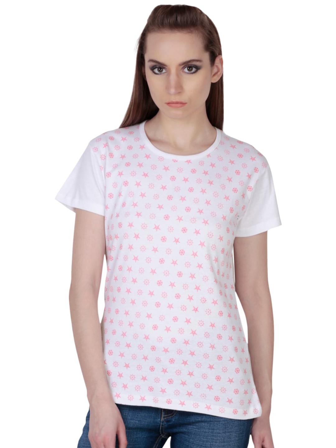 

Fashionable Polka Dot Print Cotton Top, White