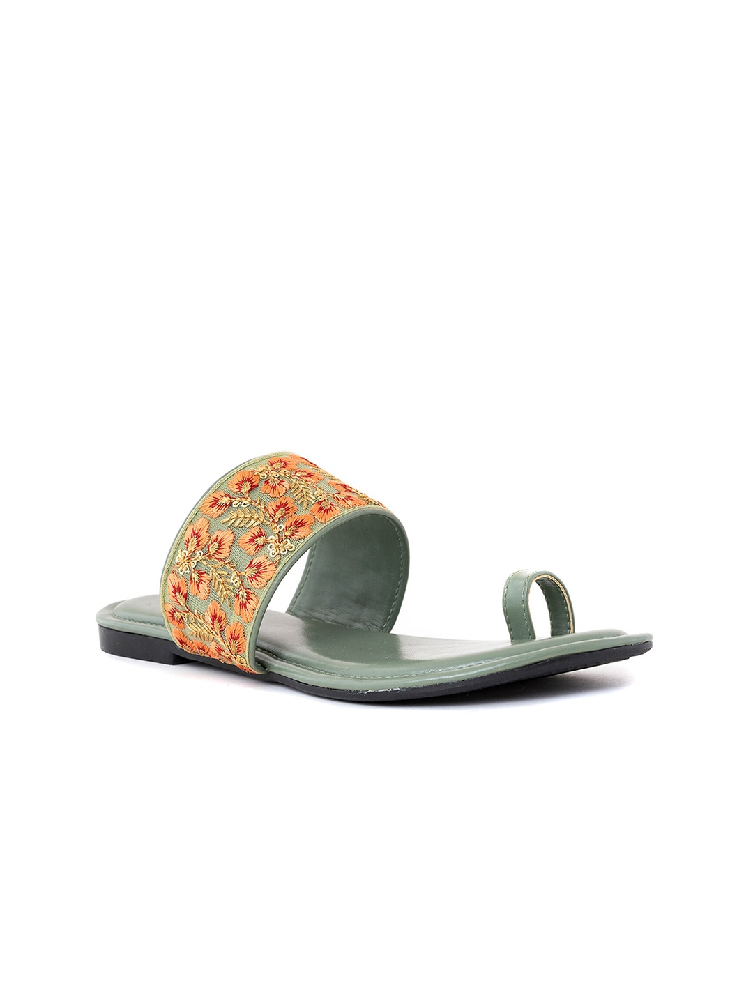 

Khadims Embroidered One Toe Flats, Green