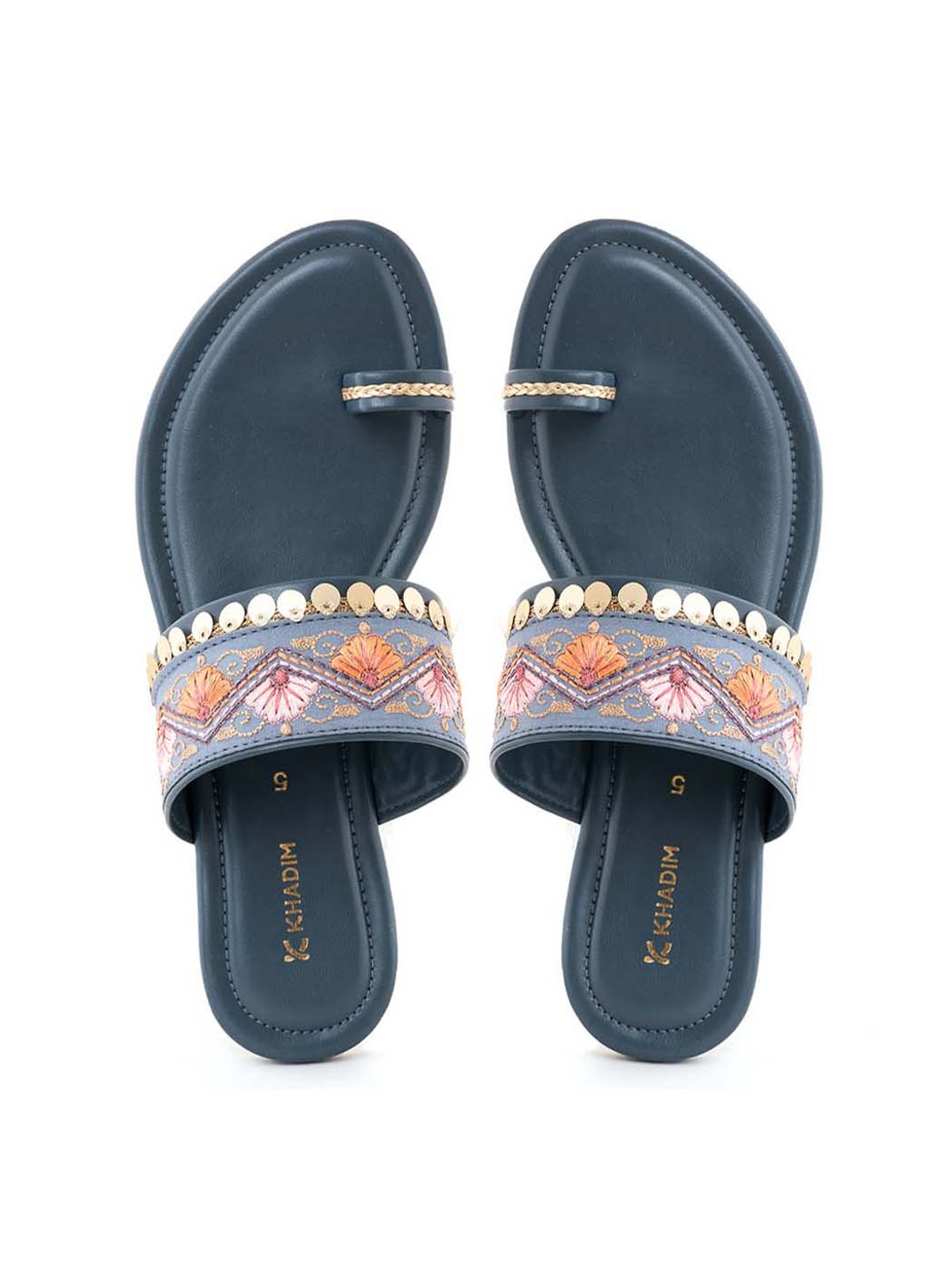 

Khadims Embellished One Toe Flats, Blue