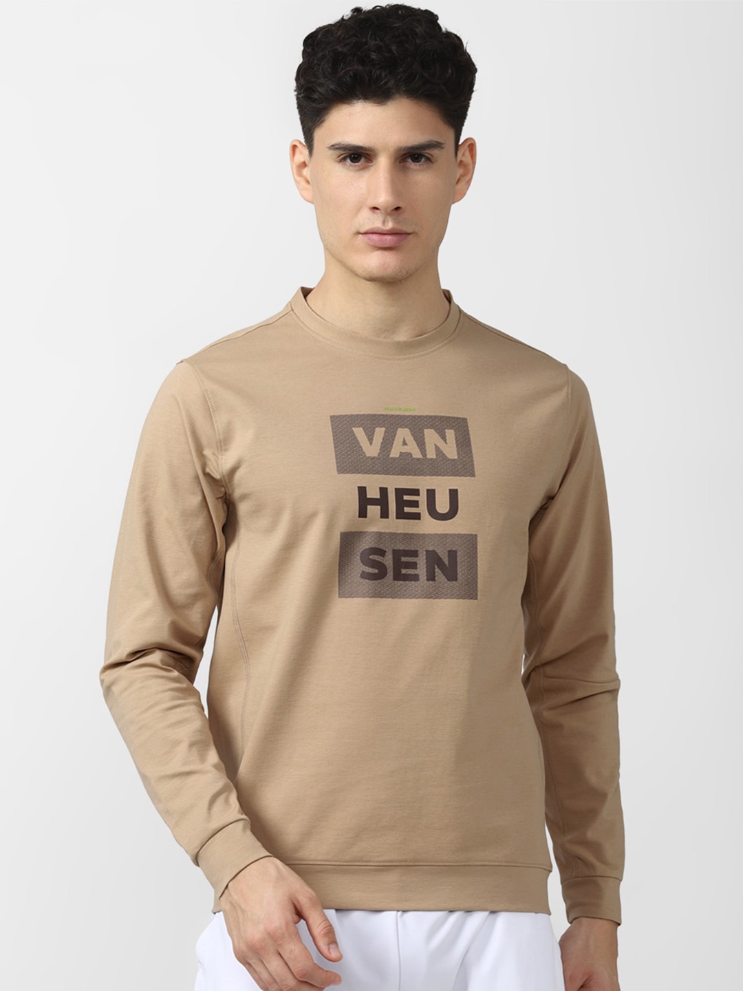 

Van Heusen Flex Men Printed Sweatshirt, Brown