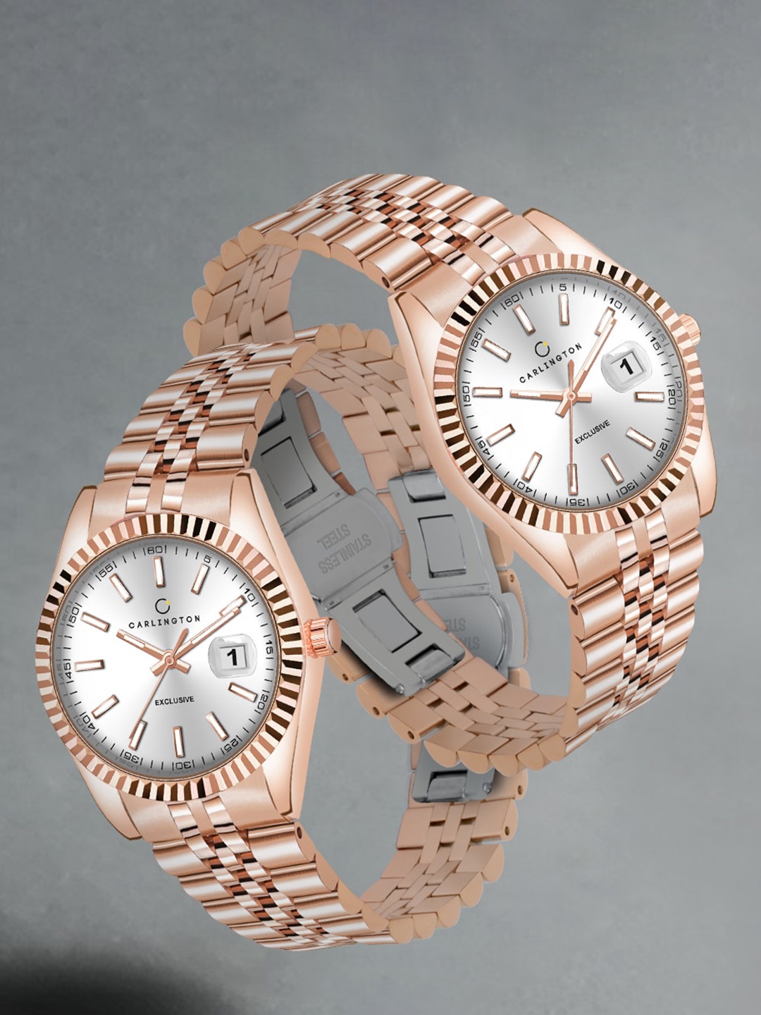 

CARLINGTON Women Exclusive 8811 Rose White Ladies Embellished Dial Analogue Watch, Multi
