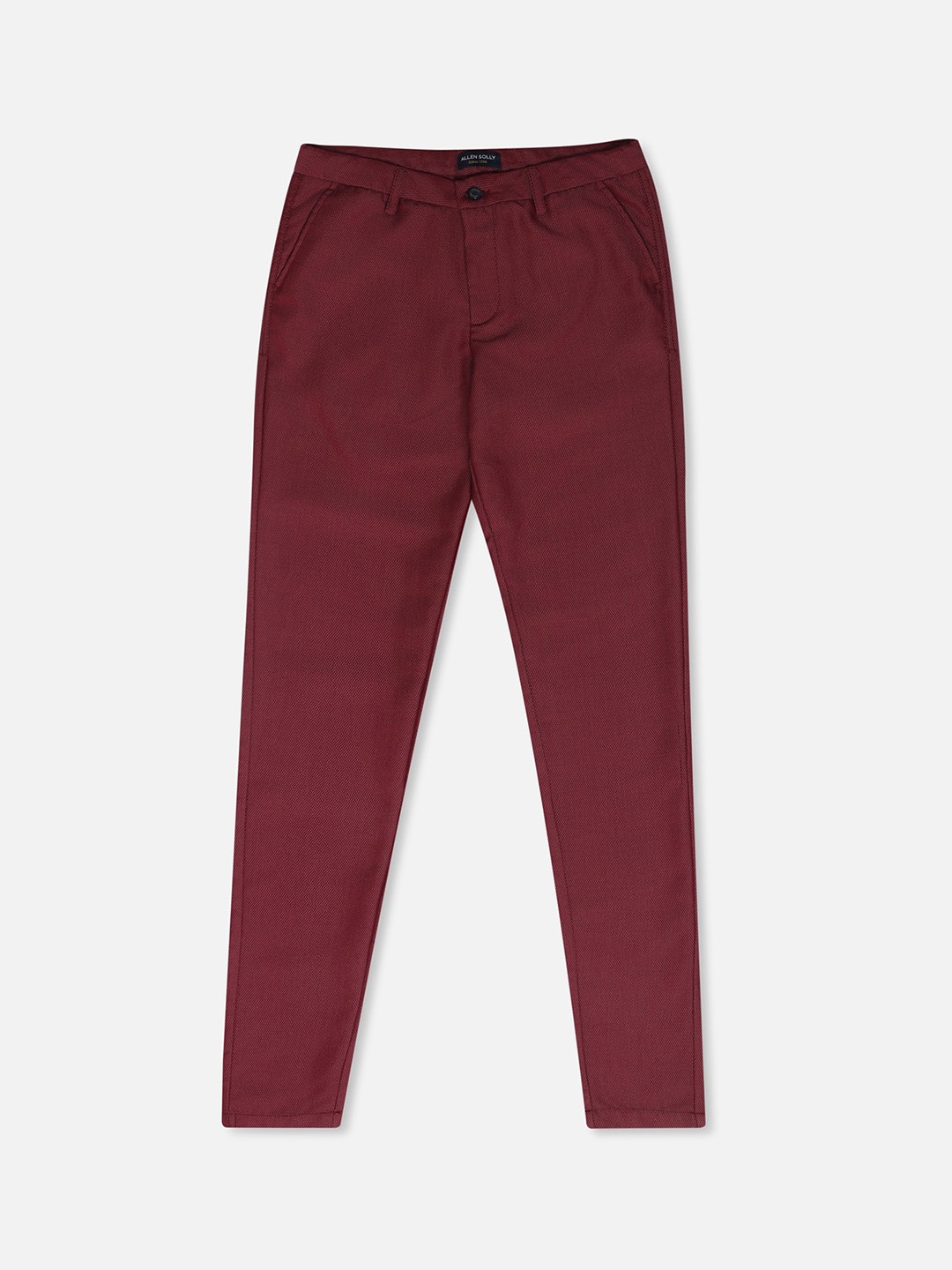 

Allen Solly Junior Boys Solid Mid-Rise Slim Fit Trousers, Maroon