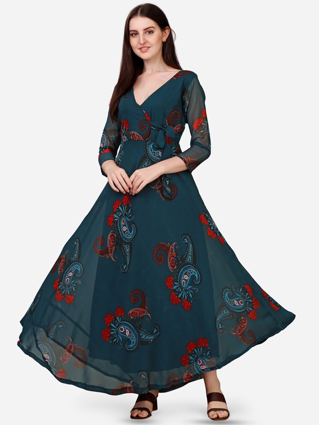 

Fashion2wear Floral Georgette Maxi Dress, Blue