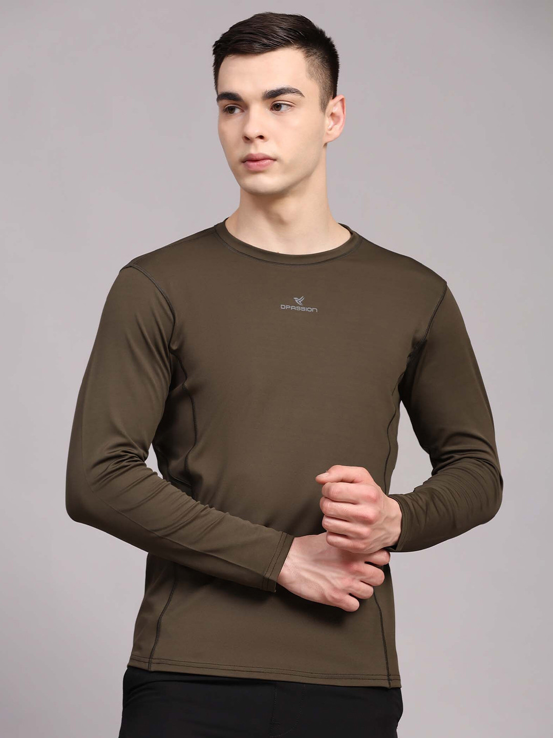 

Dpassion Round Neck Short Sleeves Quick Dry Training T-shirt, Olive
