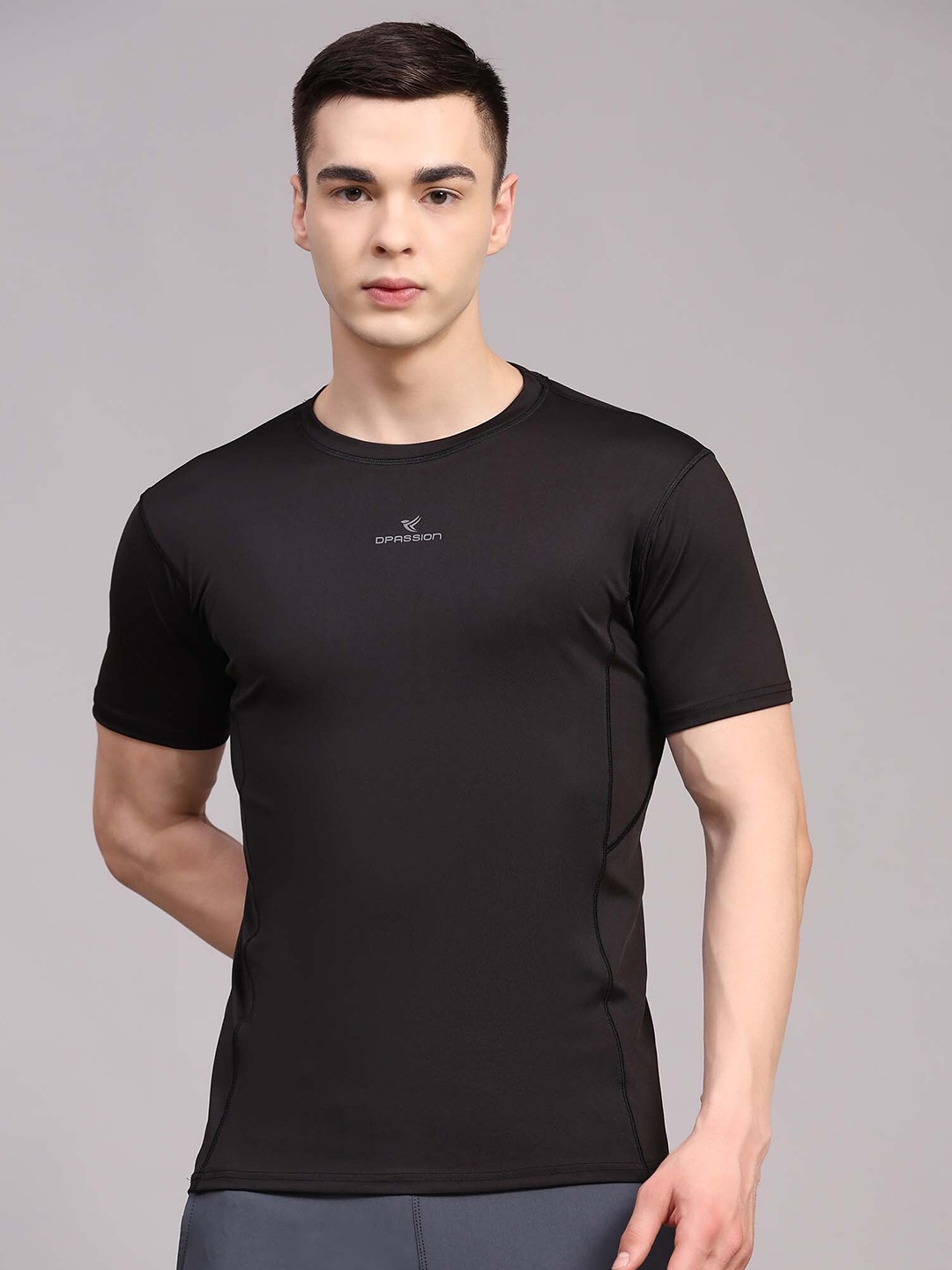 

Dpassion Round Neck Short Sleeves Quick Dry Training T-shirt, Black