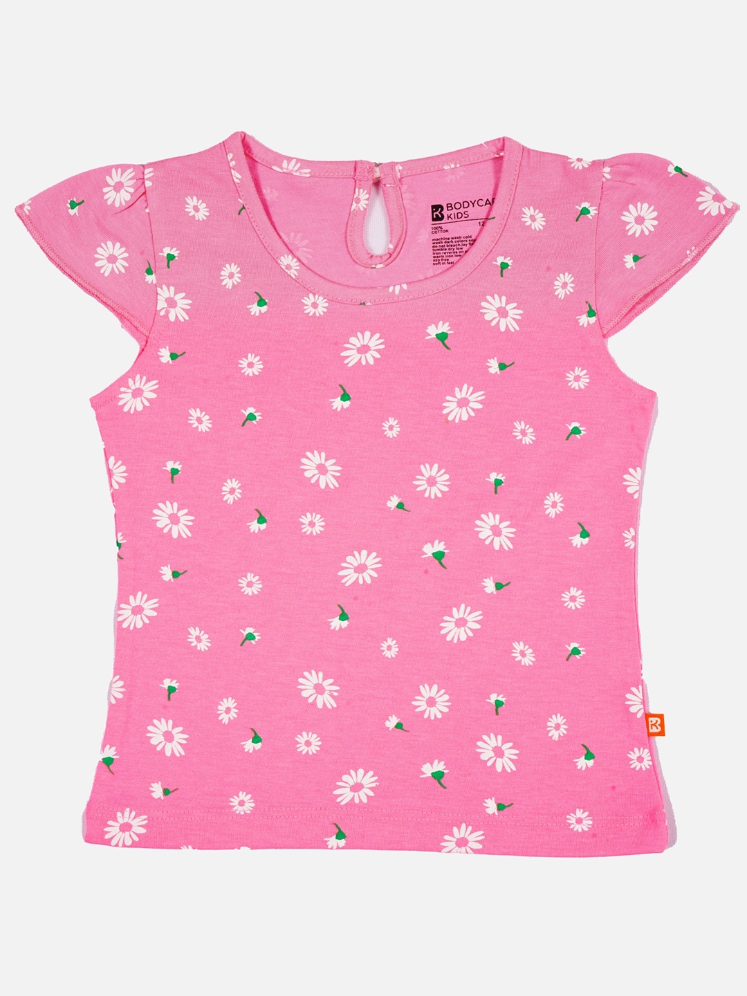 

Bodycare Girls Floral Printed Cotton T-shirt, Pink