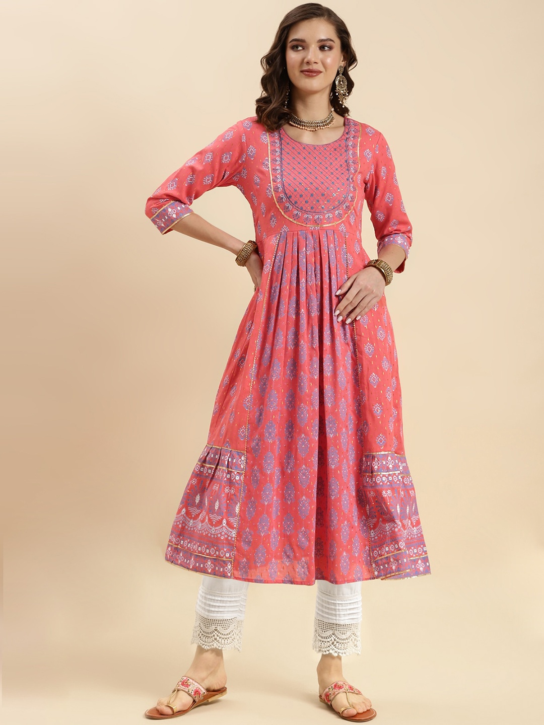 

Rangita Empire Gotta Patti Pure Cotton Kurta with Trousers, Pink